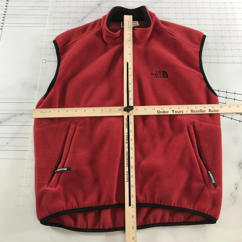 Vintage The North Face Vest Mens Large Red Fleece Full Zip Made USA Warm Outdoor